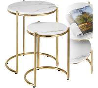 TecTake® Lot de 2 Table d'appoint Ronde 2 Tailles Table de Chevet Design Moderne Bout de canape Meuble d'appoint pour Salon, Chambre, Bureau, Dressing, Tables de Nuit, Entrée