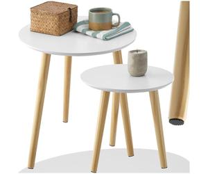 tectake® Lot de 2 Table d'appoint Ronde 2 Tailles Table de Nuit Moderne Design scandinave Bout de canape Table de Salon Basse Meuble d'appoint pour Salon, Chambre, Bureau, Dressing, Table de Chevet