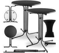 TecTake® Lot de 2 Table Pliante Mange Debout Bistrot Table de Bar Ronde Acier laqué Ø 90cm x 110 cm Housse Mange Debout Incluse pour Réception Mariage Anniversaire Fête de Jardin Mobilier Exterieur