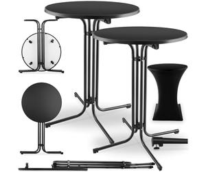 tectake® Lot de 2 Table Pliante Mange Debout Bistrot Table de Bar Ronde Acier laqué Ø 90cm x 110 cm Housse Mange Debout Incluse pour Réception Mariage Anniversaire Fête de Jardin Mobilier Exterieur