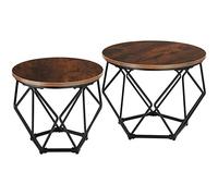 TecTake® Lot de 2 Tables Basses, Table Basse gigogne Style Industriel Minimaliste, Table Basse Ø 40 x 36 cm et Ø 50 x 40 cm, Meuble Salon, Bout de canape, Tables Basses de Salon, Bois Foncé