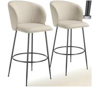 TecTake® Lot de 2 Tabouret Bar Aspect Velours Chaise de Bar avec Repose-Pieds Chaise Haute Cuisine pour îlot Central H106cm Rembourrée avec Dossier Tabouret Haut Cuisine comptoir Bar