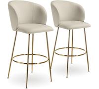 TecTake® Lot de 2 Tabouret Bar Aspect Velours Chaise de Bar avec Repose-Pieds Chaise Haute Cuisine pour îlot Central H106cm Rembourrée avec Dossier Tabouret Haut Cuisine comptoir