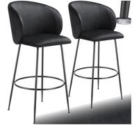 TecTake® Lot de 2 Tabouret Bar Aspect Velours Chaise de Bar avec Repose-Pieds Chaise Haute Cuisine pour îlot Central H106cm Rembourrée avec Dossier Tabouret Haut Cuisine comptoir Bar