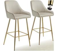 TecTake® Lot de 2 Tabouret Bar Aspect Velours Chaise de Bar avec Repose-Pieds Chaise Haute Cuisine pour îlot Central H108cm Rembourrée avec Dossier Tabouret Haut Cuisine comptoir Bar