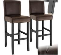 TecTake® Lot de 2 Tabouret Bar en Bois & Cuir synthétique Chaise de Bar Chaise Haute Cuisine Chaise pour Ilot Central Rembourrée avec Dossier Tabouret Haut Comptoir Bar Meubles pour Bar Salon Bar