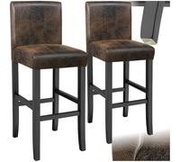 TecTake® Lot de 2 Tabouret Bar en Bois & Cuir synthétique Chaise de Bar Chaise Haute Cuisine Chaise pour Ilot Central Rembourrée avec Dossier Tabouret Haut Comptoir Bar Meubles pour Bar Salon Bar