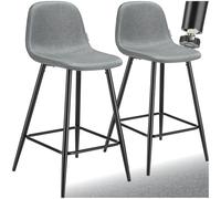 TecTake® Lot de 2 Tabouret Bar en Tissu Chaise de Bar avec Repose-Pieds Chaise Haute Cuisine pour îlot Central H92cm Rembourrée avec Dossier Tabouret Haut Cuisine comptoir Bar