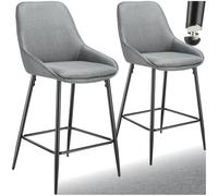 TecTake® Lot de 2 Tabouret Bar en Tissu Chaise de Bar Chaise Haute Cuisine pour îlot Central H100cm Rembourrée avec Dossier Tabouret Haut Cuisine Comptoir Salon