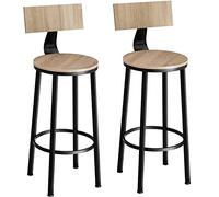 TecTake® Lot de 2 Tabourets de Bar Ø46,5 x 104 cm, Chaise Haute Cuisine Tabouret de Bar avec Repose Pied Style Industriel Tabouret Cuisine Chaises Hautes Chaise Mange Debout Tabourets, Bois Clair
