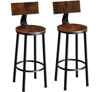 TecTake® Lot de 2 Tabourets de Bar Ø46,5 x 104 cm, Chaise Haute Cuisine Tabouret de Bar avec Repose Pied Style Industriel Tabouret Cuisine Chaises Hautes Chaise Mange Debout Tabourets, Bois foncé