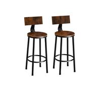 TECTAKE Lot de 2 tabourets de bar avec grands dossiers confortables Bois foncé industriel, rustique
