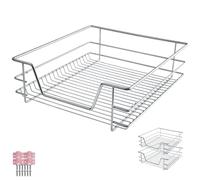 tectake® Lot de 2 Tiroir coulissant Cuisine, 50 cm, Organisateur placard, Tiroirs/Paniers télescopiques en acier, Rangement Cuisine, Dressing, Chambre, Garde manger, Bureau, Rangement sous evier