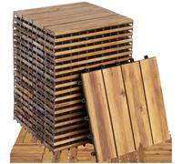 tectake® Lot de 20 Dalles clipsables exterieur Caillebotis exterieur Dalle Bois Résistant aux intempéries pour Revêtement de sol extérieur Terrasse Balcon Veranda Abri de jardin Dalle spa