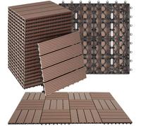 TECTAKE Lot de 22 dalles de terrasse TEGULAS en WPC aspect bois antidérapantes avec système à clic - Marron