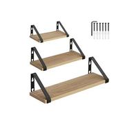 TECTAKE Lot de 3 étagères murales design style industriel Bois clair industriel, Chêne Sonoma