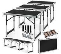 tectake® Lot de 3 Table Pliante Multifonction Barbecue Pique-Nique Buffet Table de Camping Portable en Aluminium 300x60cm Support pour tapisser Papier Peint