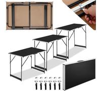 TecTake® Lot de 3 Table Pliante Multifonction Barbecue Pique-Nique Buffet Table de Camping Portable en Aluminium 300x60cm Support pour tapisser Papier Peint