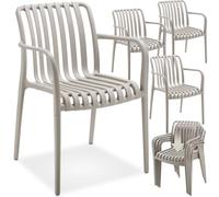 Chaises de jardin - TECTAKE - Lot de 4 chaises ALCUDIA empilables et résistantes aux intempéries 54 5 x 58 x 80 5 cm - Taupe