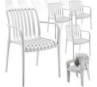 tectake® Lot de 4 Chaise de Jardin Fauteuil Salon extérieur empilable avec Accoudoirs, résistant aux intempéries, pour Salon de Jardin Exterieur, Meuble pour Amenagement Balcon Terrasse