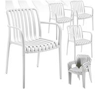TecTake® Lot de 4 Chaise de Jardin Fauteuil Salon extérieur empilable avec Accoudoirs, résistant aux intempéries, pour Salon de Jardin Exterieur, Meuble pour Amenagement Balcon Terrasse