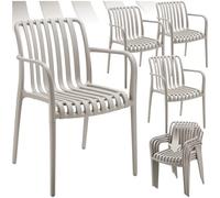 Chaises de jardin - TECTAKE - Lot de 4 chaises ALCUDIA empilables et résistantes aux intempéries 54,5 x 58 x 80,5 cm - Taupe