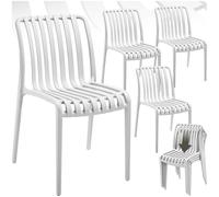 tectake® Lot de 4 Chaise de Jardin Fauteuil Salon extérieur, Empilable, Résistant aux intempéries, Max. 120 kg Légères, Salon de Jardin Exterieur, Meuble pour Amenagement Balcon Terrasse - Crème