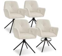 tectake® Lot de 4 Chaise pivotante de Salle à Manger Moderne Fauteuil salon Velours Chaise Ergonomique Rembourrée & Confortable pour Salle à manger, salon, coiffeuse, dressing, bureau, chambre cuisine