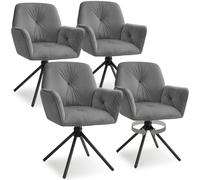 Chaise à accoudoirs pivotante en velours et rembourrée Lot de 4 Aspect velours anthracite/noir