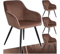 TecTake® Lot de 4 Chaises de Salle à Manger Chaises Rembourrées Fauteuil Salon Design Scandinave Pieds en Metal Noirs Élégant avec Accoudoirs Chaise Coiffeuse, Chambre, Salon, Bureau, Cabinet
