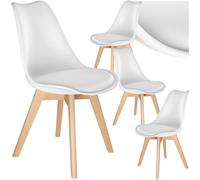 TecTake® Lot de 4 Chaises de Salle à Manger Design Scandinave Chaise Confortable Rembourrée avec Pieds en Bois Massif Meuble Salon pour Salon, Coiffeuse, Chambre, Cuisine, Bureau, Cabinet