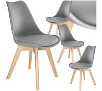 Chaises de salle à manger - TECTAKE - Lot de 4 fauteuils repas FRÉDÉRIQUE style scandinave forme ergonomique - Gris