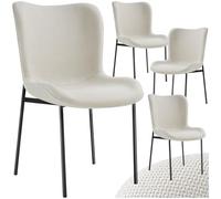 tectake® Lot de 4 Chaises de Salle à Manger ergonomiques Design scandinave Confortable en Tissu, Pieds en Acier laqué Noir, Chaise Cosy pour Salon, Chambre, Coiffeuse, Bureau