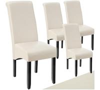 TecTake® Lot de 4 Chaises de Salle à Manger Moderne Chaise Ergonomique Confortable Chaise Design en Cuir synthétique Meuble Salon avec Pieds en Bois pour Salle à Manger, Salon, Coiffeuse, Chambre