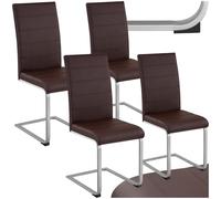 TecTake® Lot de 4 Chaises de Salle à Manger Moderne Chaise Ergonomique Rembourrée Confortable Chaise Design en Cuir synthétique Meuble Salon avec Pieds en Acier pour Salon, Coiffeuse, Chambre