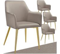 TecTake® Lot de 4 Chaises de Salle à Manger Modernes Rembourrées Velours Fauteuil Salon Chaise Scandinave Pieds en Acier Élégant avec Accoudoirs Chaise pour Coiffeuse, Chambre, Coiffeuse