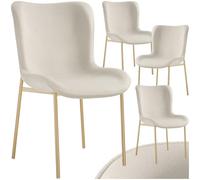 TecTake® Lot de 4 Chaises de Salle à Manger ergonomiques Design scandinave Confortable, Aspect Velours, Pieds en métal doré, Chaise Cosy pour Salon, Chambre, Chaise Coiffeuse, Chaise de Bureau