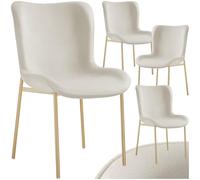 TecTake® Lot de 4 Chaises de Salle à Manger ergonomiques Design scandinave Confortable, Aspect Velours, Pieds en métal doré, Chaise Cosy pour Salon, Chambre, Chaise Coiffeuse, Chaise de Bureau