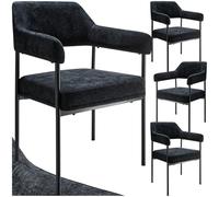 TecTake® Lot de 4 Chaises de Salle à Manger rembourrées Modernes Chaise Tissu Fauteuil Salon Style Scandinave Pieds en Acier Élégant avec Accoudoirs Chaise pour Coiffeuse, Chambre, Coiffeuse