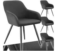 tectake® Lot de 4 Chaises de Salle à Manger rembourrées modernes Chaise Velours côtelé Fauteuil salon Chaise Scandinave Pieds en Acier Élégant avec Accoudoirs Chaise pour coiffeuse, chambre, coiffeuse