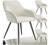 tectake® Lot de 4 Chaises de Salle à Manger rembourrées modernes Chaise Velours côtelé Fauteuil salon Chaise Scandinave Pieds en Acier Élégant avec Accoudoirs Chaise pour coiffeuse, chambre, coiffeuse