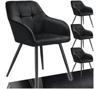 TecTake® Lot de 4 Chaises de Salle à Manger rembourrées Modernes Chaise Velours satiné Fauteuil Salon Chaise Scandinave Pieds en Acier Chaise pour Coiffeuse, Chambre, Coiffeuse, Salon, Dressing
