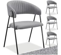 tectake® Lot de 4 Chaises de Salle à Manger rembourrées Modernes Fauteuil Salon Chaise Scandinave Pieds en Acier Élégant avec Accoudoirs Chaise pour Coiffeuse, Chambre, Dressing, Salon
