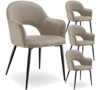 Chaise - TECTAKE - Lot de 4 fauteuils SACHEL aspect velours rembourré avec pieds en acier revêtus, 57 x 61,5 x 87,5 cm - Taupe