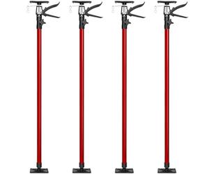 tectake® Lot de 4 Etais telescopique Support Plafond, Etai telescopique, réglable en hauteur de 115 à 290 cm, Charge max. 30kg par Etai de soutien, Fixation rapide, Bricolage, Outil plaquiste, Rouge