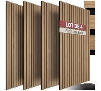 tectake® Lot de 4 Panneaux Acoustiques muraux et pour plafond, Panneaux acoustiques en Bois MDF, Feutre insonorisant, Panneau Mural decoratif pour Isolation phonique Chambre, Bureau, Studio de musique