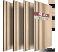 tectake® Lot de 4 Panneaux Acoustiques muraux et pour plafond, Panneaux acoustiques en Bois MDF, Feutre insonorisant, Panneau Mural decoratif pour Isolation phonique Chambre, Bureau, Studio de musique