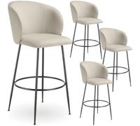 tectake® Lot de 4 Tabouret Bar Aspect Velours Chaise de Bar avec Repose-Pieds Chaise Haute Cuisine pour îlot Central H106cm Rembourrée avec Dossier Tabouret Haut Cuisine comptoir