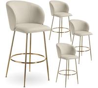 tectake® Lot de 4 Tabouret Bar Aspect Velours Chaise de Bar avec Repose-Pieds Chaise Haute Cuisine pour îlot Central H106cm Rembourrée avec Dossier Tabouret Haut Cuisine comptoir Bar