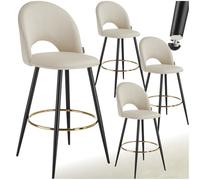 TecTake® Lot de 4 Tabouret Bar Aspect Velours Chaise de Bar avec Repose-Pieds Chaise Haute Cuisine pour îlot Central H110cm Rembourrée avec Dossier Tabouret Haut Cuisine comptoir Bar